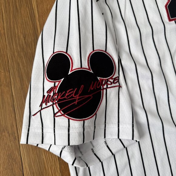 Disney Parks True Original Mickey Mouse Pinstripe Baseball Jersey #28 Size XXL - Picture 6 of 7